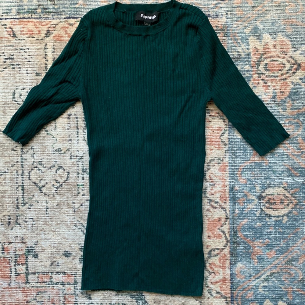 Express ribbed top in teal